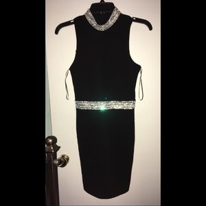 Xtaren Black Jeweled Sleeveless Dress